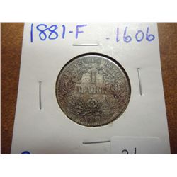 1881-F GERMAN SILVER MARK .1606 OZ. ASW