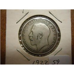 1922 GREAT BRITAIN SILVER FLORIN (TWO SHILLINGS)