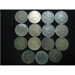 15 ASSORTED 1890'S INDIAN HEAD CENTS