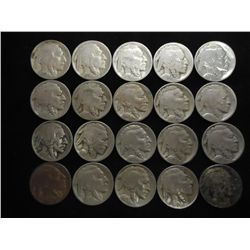 20 ASSORTED 1920'S BUFFALO NICKELS