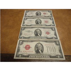 1928-G,53,53-A & 53-B $2 US NOTES RED SEALS