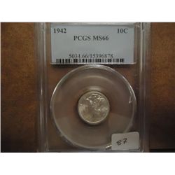 1942 MERCURY DIME PCGS MS66