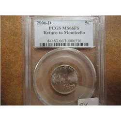 2006-D MONTICELLO NICKEL PCGS MS66  FS
