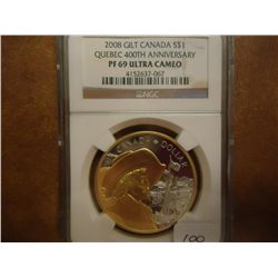 2008 GILT CANADA SILVER DOLLAR NGC PF69