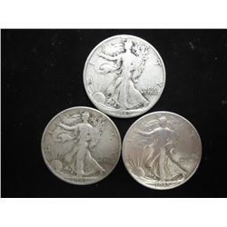 1942,43 & 1945-S WALKING LIBERTY HALF DOLLARS
