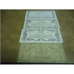 2,5,10 & 20 PESOS WWII PHILIPINNES GUERRILLA MONEY
