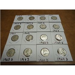 16 ASSORTED WASHINGTON QUARTERS 1942-1964