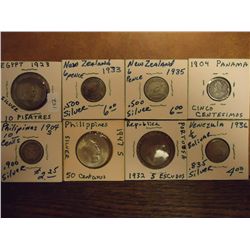 8 ASSORTED SILVER FOREIGN COINS SEE DESCRIPTION