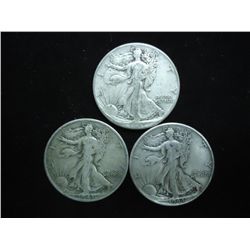 1941,43 & 44 WALKING LIBERTY HALF DOLLARS