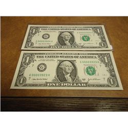 2-2003-A $1 FRN'S LOW CONSECUTIVE SERIAL 'S (UNC)