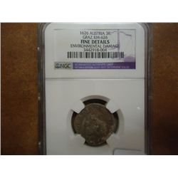1626 AUSTRIA 3 KREUZER GRAZ NGC FINE DETAILS