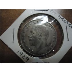 1929 GREAT BRITAIN SILVER HALF CROWN