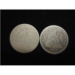 2 SEATED LIBERTY QUARTERS