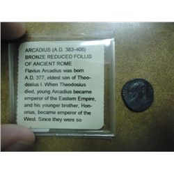 A.D.383-408 ARCADIUS BRONZE REDUCED FOLLIS OF