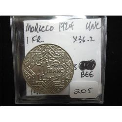 1924 MOROCCO 1 FRANC UNC