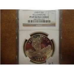 1999-P YELLOWSTONE SILVER DOLLAR NGC PF69