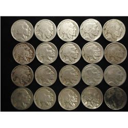 20 ASSORTED FULL DATE 1930'S BUFFALO NICKELS