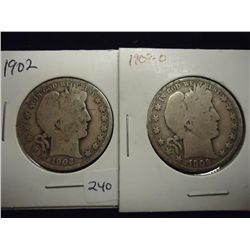 1902 & 1909-O BARBER HALF DOLLARS