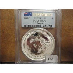 2012 AUSTRALIA SILVER DOLLAR PCGS MS70