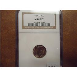 1968-D ROOSEVELT DIME NGC MS67FT