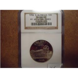 1996-S OLYMPICS "SWIMMING" HALF DOLLAR NGC PF69