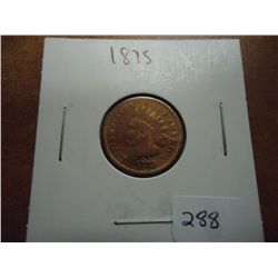 1875 INDIAN HEAD CENT SEMI KEY CLEANED