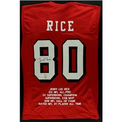 Jerry Rice Signed 49ers Stat Jersey (JSA COA & Jerry Rice Hologram)