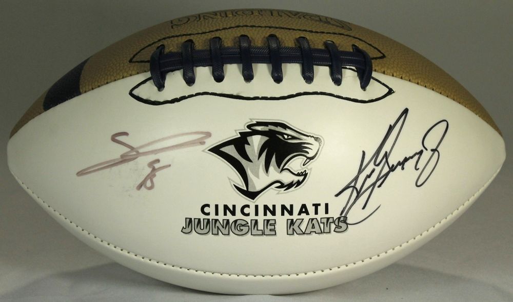 Ken Griffey Jr Sam Adams Signed Jungle Kats Logo Football Jsa Coa