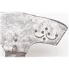 Image 3 : Hand forged axe with touch marks on right side of  blade, approx. 9” x  7”; later wood shaft.   Est.