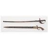 Image 1 : Lot of 2 swords with scabbards, both marked  Toledo; first, a D-guard with engraved blade with  pane