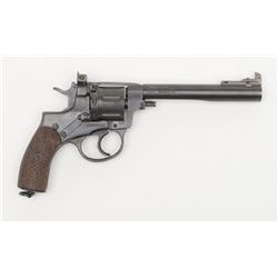 Sporterized Russian Nagant DA revolver,  import-marked, 7.62mm cal., 6” heavy round target  barrel,