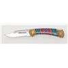 Image 2 : Confederate flag custom knife by Navajo artist  David Yellow Horse dated 1996 in display case.    Es
