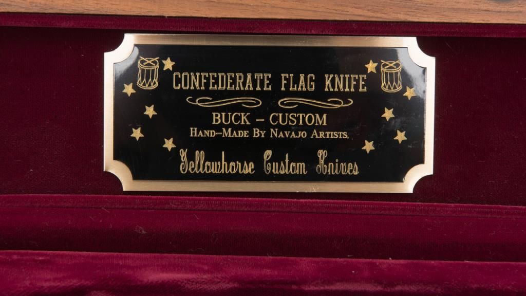 Confederate flag custom knife by Navajo artist David Yellow Horse dated