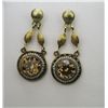 Image 2 : Lovely Heirloom Yellow Zircon and Pearl Earrings  with 2 round Zircons weighing approx. 6.00 carats