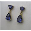 Image 1 : Alluring Pair of Blue Iolite Drop Earrings pear  and trillion cut Iolite weighing approx. 4.00  cara