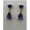Image 2 : Alluring Pair of Blue Iolite Drop Earrings pear  and trillion cut Iolite weighing approx. 4.00  cara
