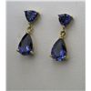 Image 3 : Alluring Pair of Blue Iolite Drop Earrings pear  and trillion cut Iolite weighing approx. 4.00  cara