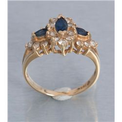 Ladies 14KT sapphire & diamond ring; nearly  1CT.total stones.   Est.:   $200-$400.