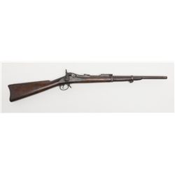 U. S. Springfield Trapdoor rifle, .45-70 cal.,  barrel cut down to 20-1/2”, blue finish, wood  stock