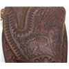 Image 3 : Tooled leather single loop holster with cowboy on  horse image in tooling, catalog order type, for