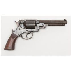 Starr DA Martial percussion revolver, .44 cal., 6”  round barrel, blue finish, wood grips, #14443 in