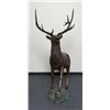 Image 3 : Excellent massive bronze sculpture of a baying Elk  signed on base; approx. 6’ 3” in height and 4’ 2