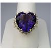 Image 1 : Brilliant Heart shaped Extra Fine Bolivian  Amethyst and Diamond Ring with Amethyst weight  approx.