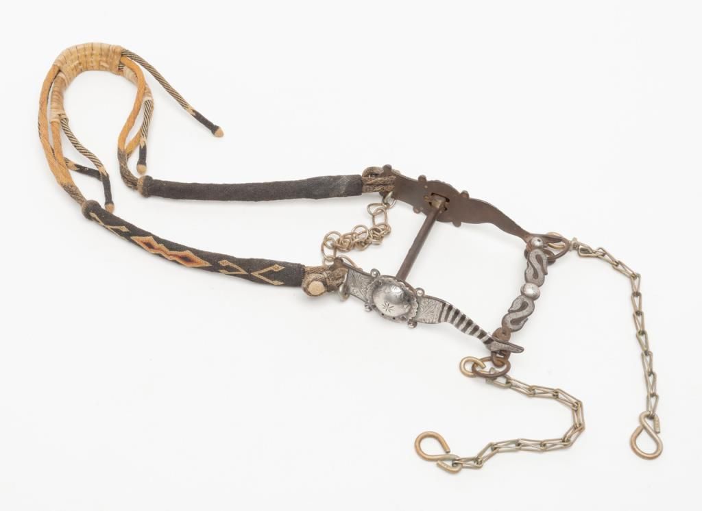 Great old inlaid silver bit with gallegs, silver concho's and snakes ...