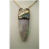 Image 2 : Artistic Opal, Diamond and Blue Zircon Pendant  with 10.00 carat Opal with vibrant red, orange,  gre