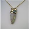 Image 3 : Artistic Opal, Diamond and Blue Zircon Pendant  with 10.00 carat Opal with vibrant red, orange,  gre