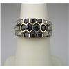 Image 2 : Sophisticated Mosaic Patterned Blue Sapphire and  Diamond Ring with 4 round cut and 6 channel set  p