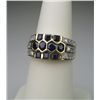 Image 3 : Sophisticated Mosaic Patterned Blue Sapphire and  Diamond Ring with 4 round cut and 6 channel set  p