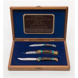 Fantastic and possibly unique set of 3 custom buck  knives signed by "Chuck" Buck, President of Buck