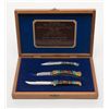 Image 1 : Fantastic and possibly unique set of 3 custom buck  knives signed by "Chuck" Buck, President of Buck